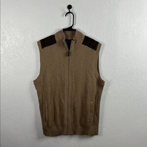 Roundtree & Yorke Men’s Beige Lightweight Cotton Full-zip Sweater‎ Vest size M